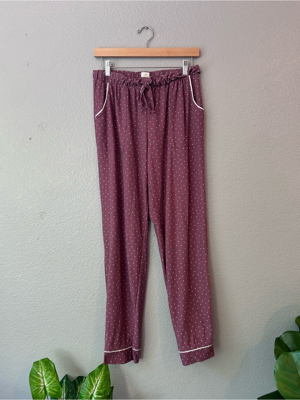 Lucky Brand Mauve Polka Dot Drawstring Pants